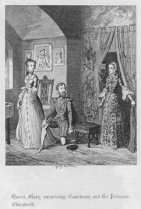 Queen Mary şaşırtıcı Courtenay ve Prenses Elizabeth (gravür) by George Cruikshank