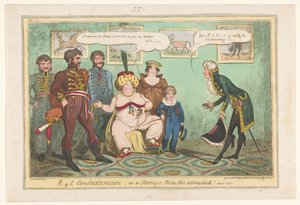 Spotprent op prinses Caroline, 1817 Ryl Condescension veya bir Dışişleri Bakanı hayretler içinde! by George Cruikshank