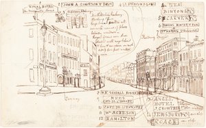 Etiketli İş Yerleri ile Sokak Perspektifi by George Cruikshank