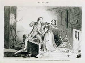 Şişe, Plaka VI, Korkunç kavgalar ve vahşi şiddet, şişenin sık kullanımının doğal sonuçlarıdır, 1847 by George Cruikshank