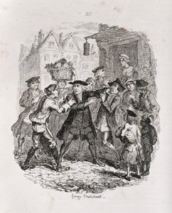 Doktor, Avukat Murphy'yi Ele Geçiriyor, 'Amelia'dan, sanatçı tarafından oyulmuş, 'Henry Fielding'in Eserleri'nden bir illüstrasyon, pub. Henry G. Bohn tarafından, 1853 by George Cruikshank