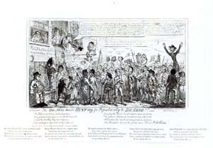 İyilik Yapacak Popülerlik için Spa Alanları Hatip Avı!!, pub. J. Sidebotham tarafından, 1817 by George Cruikshank