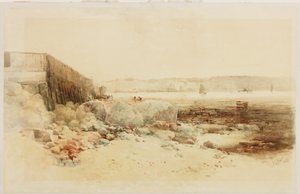 Liman Sahnesi (karta yapıştırılan kağıt üzerine kurşun kalem ve sulu boya) by George Edward Horton