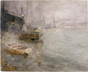 North Shields Fish Quay (gemide karakalem, kurşun kalem ve sulu boya)