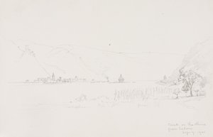 Aşağıdan Ren Nehri Üzerinde Caub by George Elbert Burr