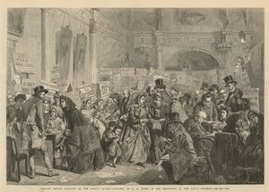 London Tavern'de bebek yetim seçimi (gravür)