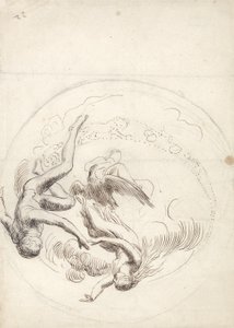 Dairesel bir tavan dekorasyonu için çalışma (kalem ve kahverengi mürekkep ve grafit) by George Frederick Watts