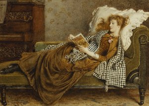 Bir İç Mekanda Okuyan Genç Bir Bayan, by George Goodwin Kilburne
