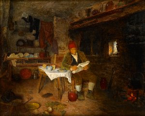 Rustik Bir Ev: Haberleri Okumak, 1855 by George Hardy