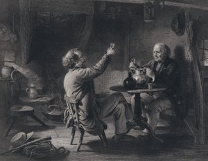 Robert Burns tarafından Auld Lang Syne için illüstrasyon (gravür)