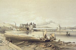 Conway Köprüsü, İkinci Tüpün İnşası, Eylül 1848, sanatçı tarafından oyulmuş