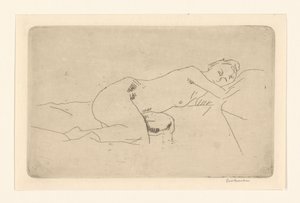 uzanmış kadın çıplak by George Hendrik Breitner (signed by artist)
