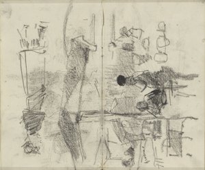 Rakamlar, muhtemelen bir pazarda veya bir kuruluşta by George Hendrik Breitner