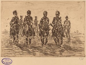 Ön görünümde dört nala koşan süvari süvarileri by George Hendrik Breitner