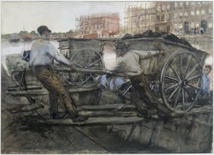 Jacob van Lennepkade, Amsterdam'da Ağır Yükleme Arabasını Çeken İşçiler by George Hendrik Breitner