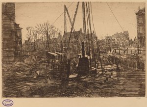 Ön Planda Kazık Sürücüsü Olan Bir Hollanda Şehrindeki Sahne by George Hendrik Breitner
