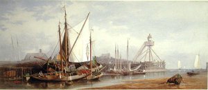 Hollanda Balıkçı Limanı (kağıt üzerine sulu boya) by George Henry Andrews