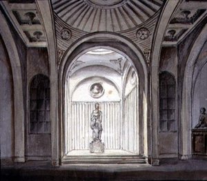 Bir Heykel Galerisi İçi (kağıt üzerine kalemle suluboya) by George Henry Bailey
