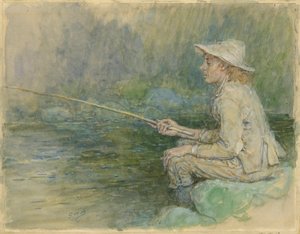 erkek çocuk, balık tutma by George Henry Boughton