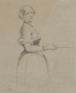 Portrait of a young woman, 1856 (graphite on tan wove paper)