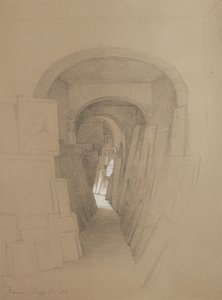 Untitled - Artists studio, Rome, 1886 (graphite heightened with white gouache on brown wove paper) by George Henry Hall