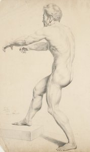 İsimsiz - Bir litografiden kopyalanmış erkek çıplak, 1842 (devetüyü dokuma kağıt üzerinde grafit)