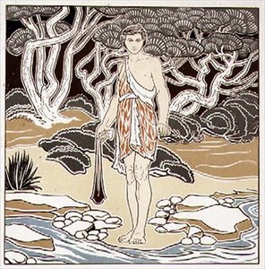 David, sgraffito dekorasyonu için karikatür, 