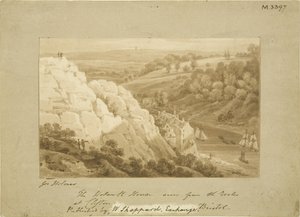 Hotwell House from Clifton Rocks, c1815 (kağıt üzerine kurşun kalem ve sulu boya) by George Holmes