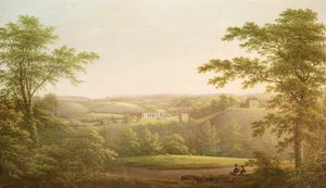 Easby Hall ve Easby Abbey, Richmond, Yorkshire, Arka Planda, c.1790-1810