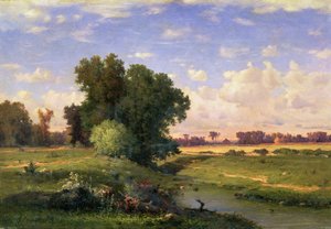 Hackensack Çayırları, Gün Batımı, 1859 by George Inness