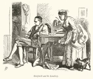 Oliver Goldsmith ve ev sahibesi (gravür)