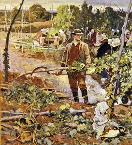 Gleaners (kağıt üzerine kurşun kalem ve sulu boya) by George John Pinwell