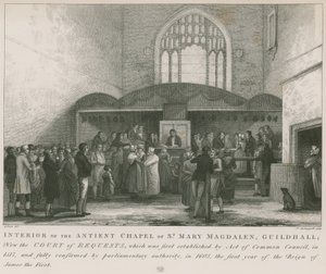 St Mary Magdalene, Guildhall (gravür) antik şapel iç by George Jones