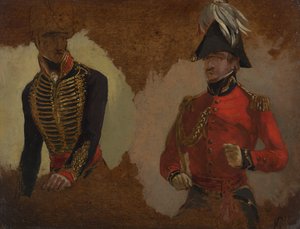 Kraliyet Atlı Topçu Üniforması ve Başkomutan'a ADC Çalışmaları: 'Waterloo Savaşı' için bir çalışma by George Jones