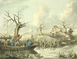 Duck Shooting, Thomas Rowlandson (1756-1827), pub tarafından kazınmış. J. Harris, 1789 (renkli gravür) (ayrıca bkz. 125725-27) by George Morland