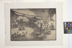Kuşların Eşleştirilmesi ve Tartılması (krem dokuma kağıt üzerine gravür, yumuşak zemin dağlama ve aquatint)