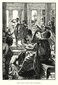 Odyssey: Odysseus ve Talipler (gravür) by George Percy Jacomb Hood