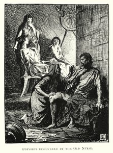 Odyssey: Yaşlı Hemşire tarafından keşfedilen Odysseus (gravür) by George Percy Jacomb Hood