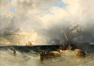 Dover Kapalı Rüzgar Fırtınasında Fransız Balıkçı Tekneleri