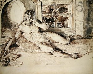 Bir Baykuş tarafından irkilen Yaslanmış Bir Gençlik by George Richmond