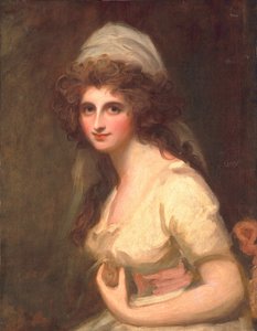Emma Hart beyaz sarıklı, c.1791 by George Romney
