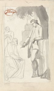 Binbaşı Pierson ve Brahman (gri yıkama ve serilmiş kağıt üzerinde grafit) (bkz. 153906) by George Romney