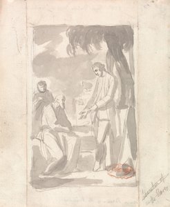 Binbaşı Pierson ve Brahman (sert kağıt üzerine gri yıkama) (bkz. 153905) by George Romney