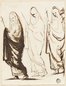 Haç veya Asa Tutan Üç Dökümlü Kadının Alayı by George Romney