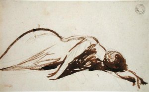 Secde Kadın (sertilmiş kağıt üzerine grafit üzerine fırça ve kahverengi mürekkep) by George Romney