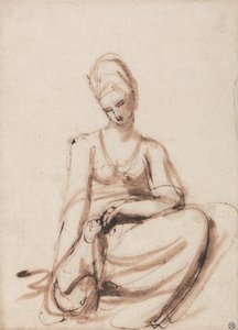 Hayvan Besleyen Oturan Kadın by George Romney