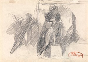 Yarı Diz Çökmüş Bir Figürün İki Eskizi by George Romney