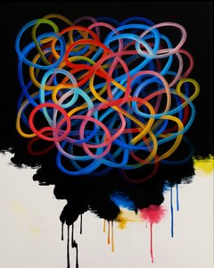 Tangled Harmony, 2025 (tuval üzerine akrilik) by George Rosaly