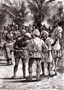Sudan'daki büyük göllerdeki kaşif. 1888 (gravür) by George Roux