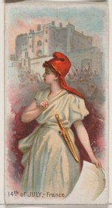 14 Temmuz, Fransa, Duke marka sigaralar için Holidays N80 serisinden, 1890., 1890. by George S. Harris and Sons